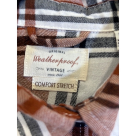 Weatherproof Vintage Women's Flannel Shirt Stretch Brown White Plaid Size M - Picture 4 of 4